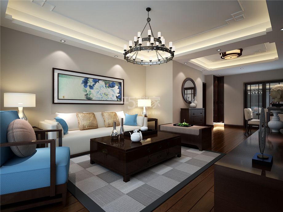 客厅-中天花园120平新中式风格设计方案